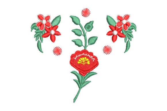 Red Flowers with Leaves Embroidery Review